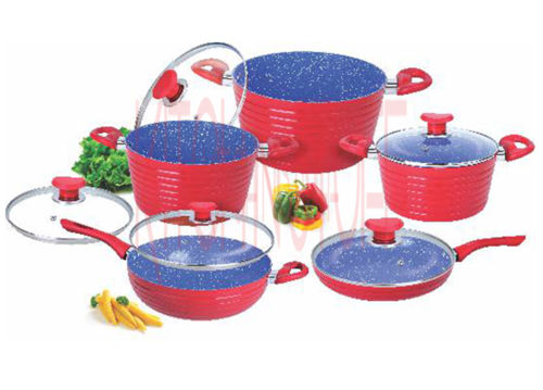 Cookware Set -10 Pcs. Big Groove - Color: As Per Requirement