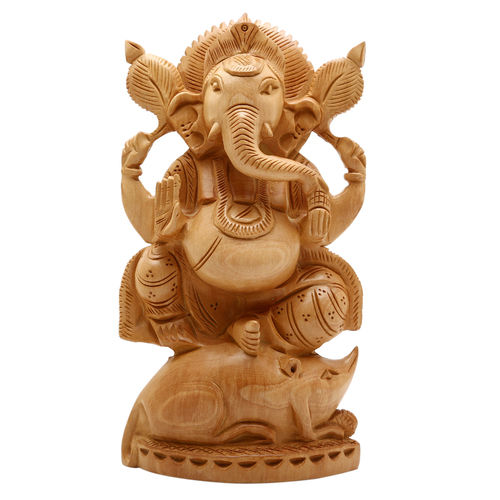 Wooden Ganesh sitting possition 15 cm