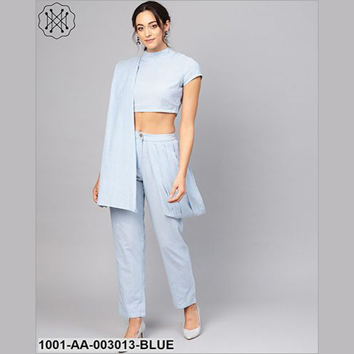 Light Blue Saree Dupatta With Top