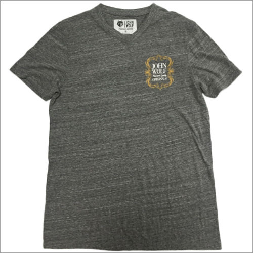 Spandex Unisex Grey Printed T-Shirts