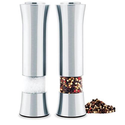 Electric Stainless Steel Salt And Pepper Mills With Light