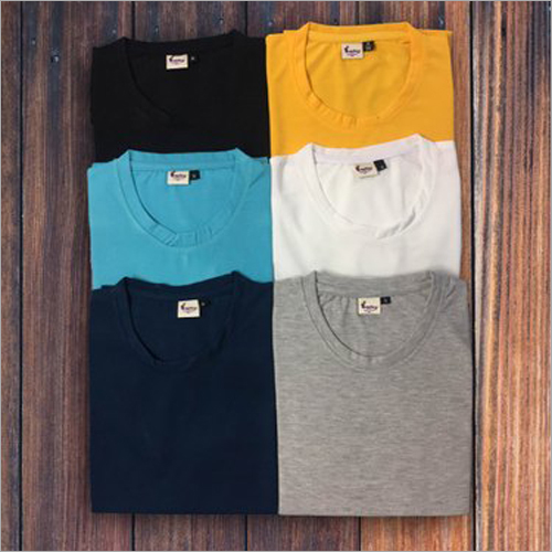 PC Sinker Round Neck T-Shirt - Lightweight Cotton Fabric , O-Neck Collar, Short Sleeves, Multicolour Options