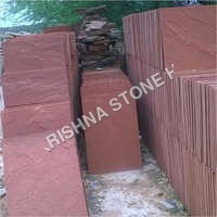 Rectangular Shaped Plain Pattern Agra Red Rough Stone