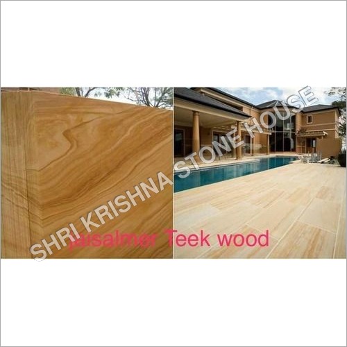 Natural Yellow Colored Jaisalmer Teak Wood and Rainbow Stone For Interior And Exterior Decoration