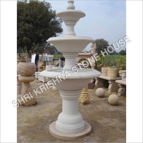 Round Shaped White Colored Stone Fountain