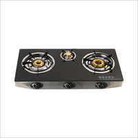 3 Burner Gas Stove - Stainless Steel, Black Color | Automatic Ignition, Fuel Efficient, Stain-resistant Finish