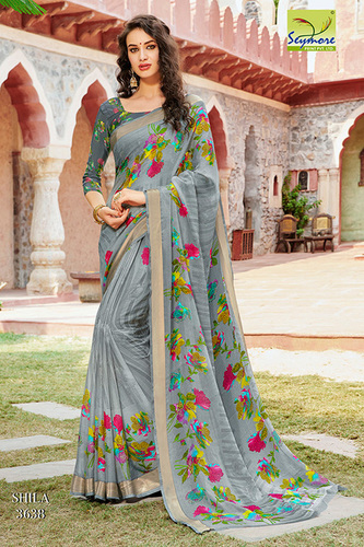 Grey Chiffon Print