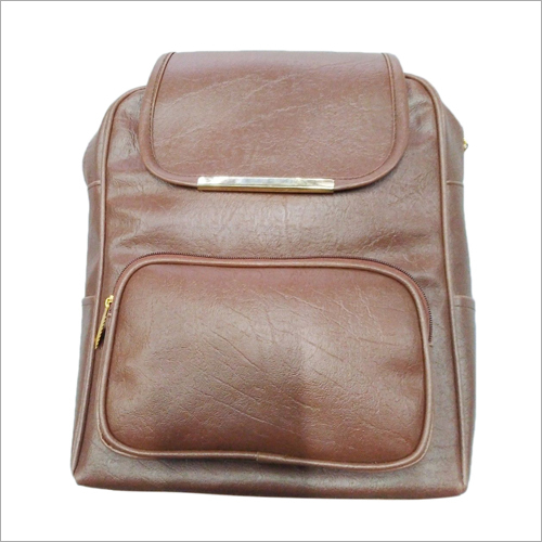 Brown Unisex Pu Backpack