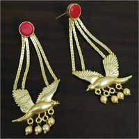 Matt Golden Jaipuri Parrot Stone Earrings