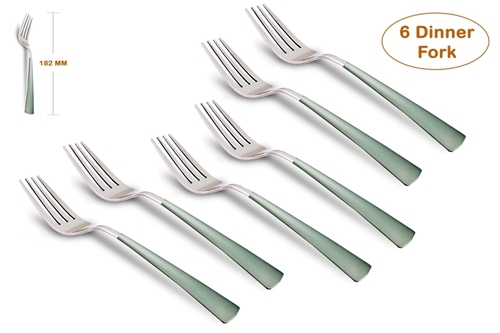 Shapes Aero Satin Stainless Steel Dinner Fork 6 Pcs - Stainless Steel, 6 Pcs, Silver Color, Mirror Finish | Durable Design, Soft-Curved Edges, Elegant Style