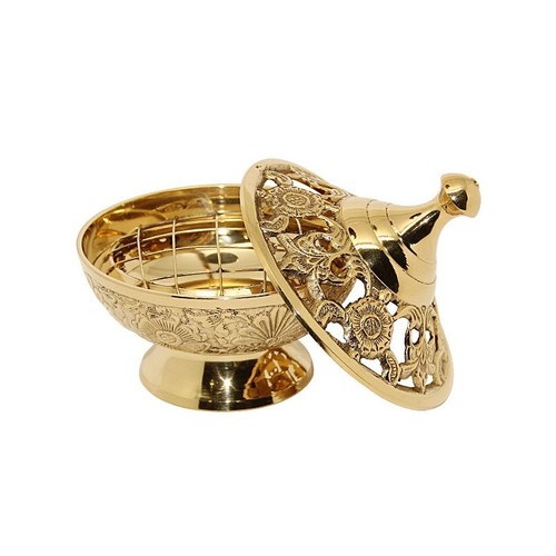 High Quality Brass Gold Censer With Boat & Chain By BRASSWORLD INDIA