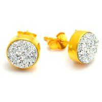 Silver Round Druzy Stud Earring