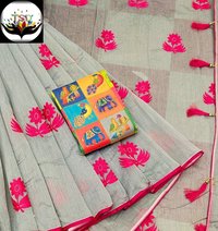 Flower Print Cotton Silk Saree