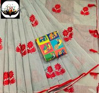 Flower Print Cotton Silk Saree