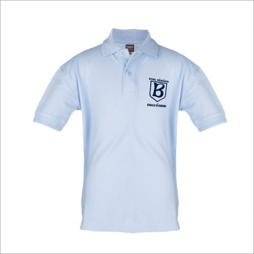 School Polo T-Shirt - Cotton Blend, Size L, M, XL, Customized | White Color, Half Sleeve Style, Ideal for Male Students