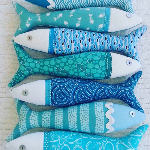Printed Cover Fish Shape Cushion - Soft Fabric Multicolour Square Shape | Customizable Colors Sizes and Printed Patterns for Decoration
