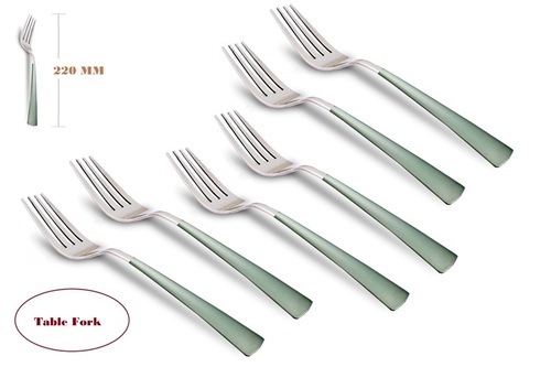 Shapes Aero Satin Stainless Steel Table Fork Set - 6 Pcs, Durable Thick Stems, Elegant Smooth Edges, Classic Design Elements