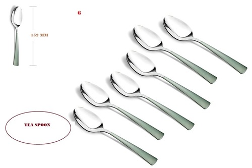 Shapes Aero Satin Stainless Steel Tea Spoon 6 Pcs - Stainless Steel, 6 Pcs, Silver - Thick Stems for Durability, Soft-Curved Edges for Safety, Elegant Design