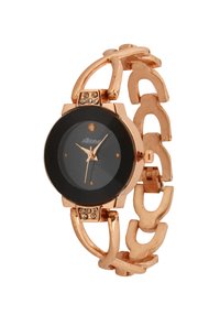 Rose gold belt black dial female wrist watch