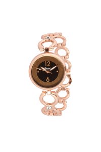 Rose gold belt black dial female wrist watch