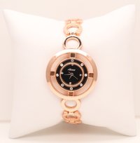 Rose gold belt female wrist watch