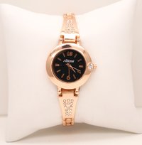 Rose gold belt female wrist watch