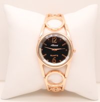 Rose gold black wrist watch
