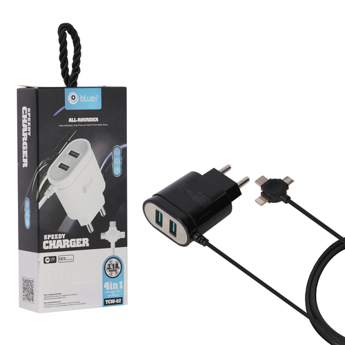Bluei Tcw 02- 3.1A, Dual Usb Mobile Charger Input Voltage: 100-240V~50-60Hz 0.15A Ampere (A)