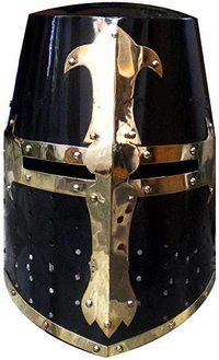 Medieval Knight Crusader Armour Helmet Black and Brass Design Helmet A+