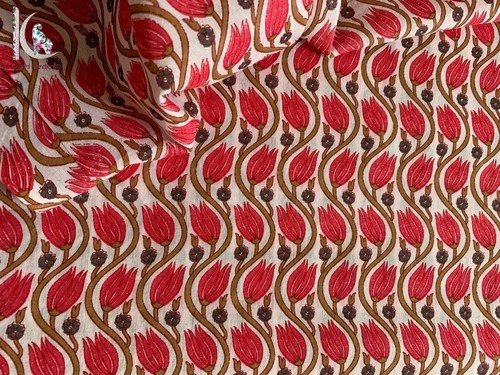 Cotton Floral Block Printed Fabric