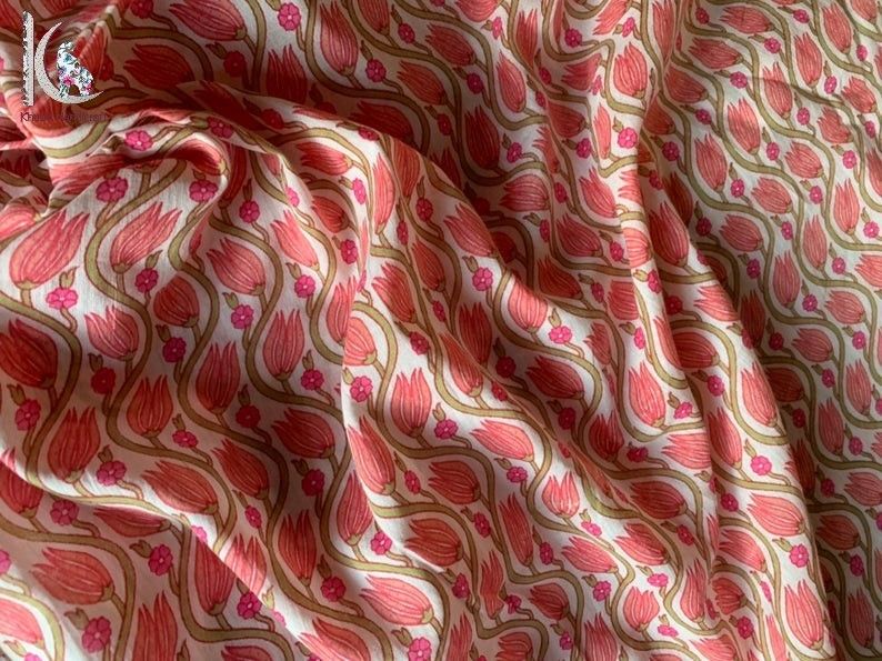 Cotton Floral Block Printed Fabric