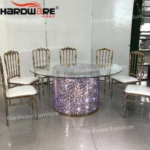 Silver Round Glass Dining Table