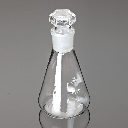 CONICAL FLASK, WITH GROUND JOINT AND HOLLOW STOPPER