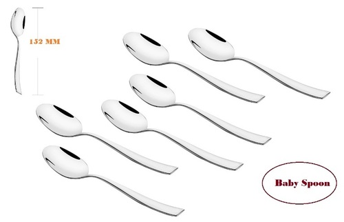 Shapes Gracia Stainless Steel Baby Spoon 6 Pcs - Stainless Steel, 6 Pcs Set, Silver Color, Mirror Finish | Thick Stems for Durability, Safe Soft-Curved Edges