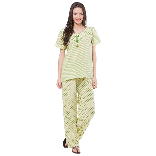 Available In Multicolour Polka Print Cotton Pyjama Set