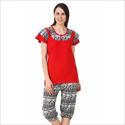 Available In Multicolour Sinker Cotton Capri Set