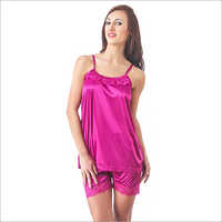 Available In Multicolour Ladies Satin Nightwear Top And Shorts