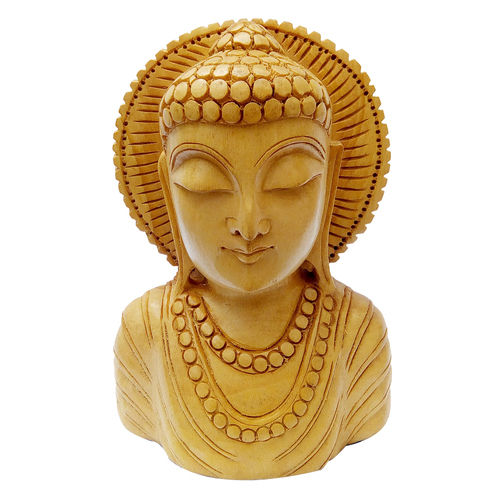 Wooden Gottem Buddha Head Carving 10cm