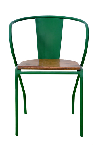iron chair with wooden top