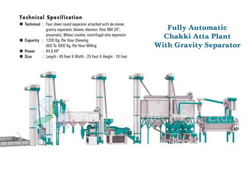 Fully Automatic Atta Chakki Plant with Gravity Separator 1000 kg