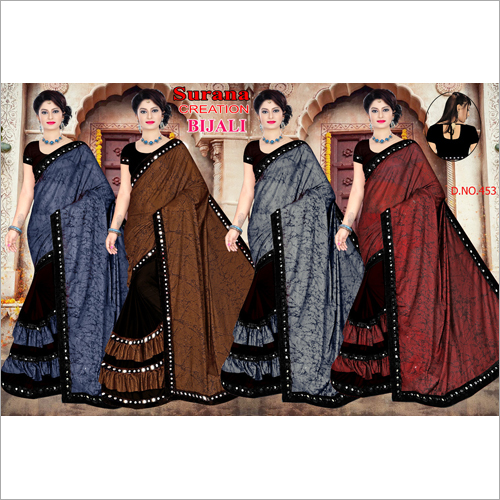 Lycra Frill Saree - Multicolor Elegance | Party Wear for All Seasons
