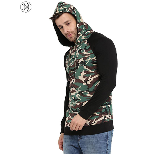 Multi Colored Solid Full Sleeves Hooded