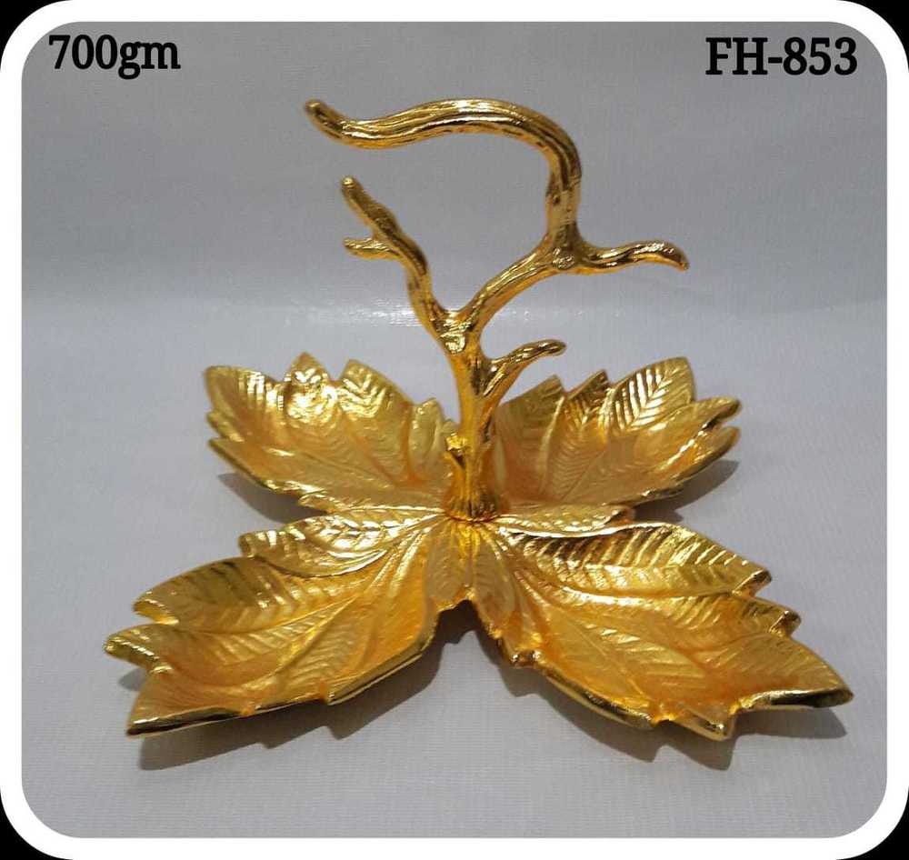 Decorative Platter - Aluminum Alloy 12x12x4 Inches Gold, Multi-Compartment Polished Tray