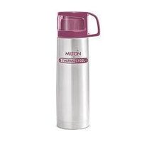 Milton Thermosteel Flask - Stainless Steel, 500ml Capacity, 25cm Height, 7cm Diameter, Silver Color - Keeps Beverages Hot Or Cold, Ideal For Travel