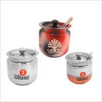 Stainless Steel Ghee Pot - Durable Design , Lid With Spoon Holder And Stain-resistant Finish For Temples And Religious Ceremonies