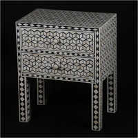 Bone Inlay Bedside Table - Quality Wood, Sophisticated Design, Lightweight Durability, Stylish Finish