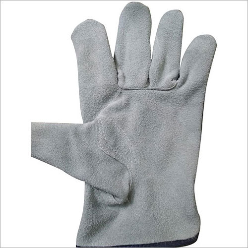 Worker Safety Gloves - Leather & Polyester, Available in All Sizes, Grey Color, Plain Style for Personal Use in Industrial or Laboratory Environments