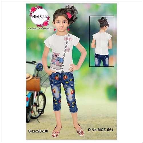 Available In Multicolour Girls Capri With Top