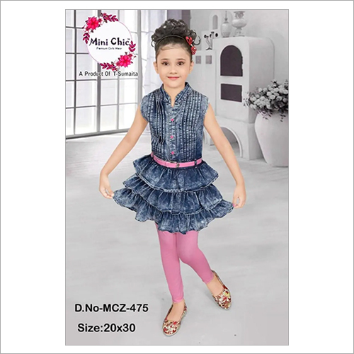 Multicolour Party Wear Denim Frock 