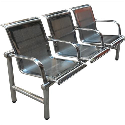 SS Visitor Chair - Steel Construction, Silver Finish | Durable, Eco-Friendly Design, Ideal for Airport Waiting Areas
